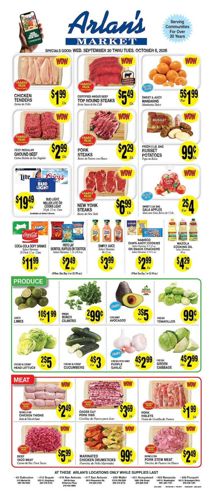 Arlan's Market (Freeport and other locations, TX) Weekly Ad September 30 - October 6, 2026