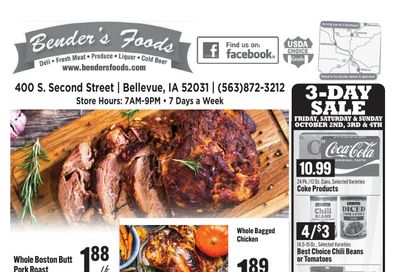 Bender's Foods (Bellevue, IA) Weekly Ad September 30 - October 6, 2026
