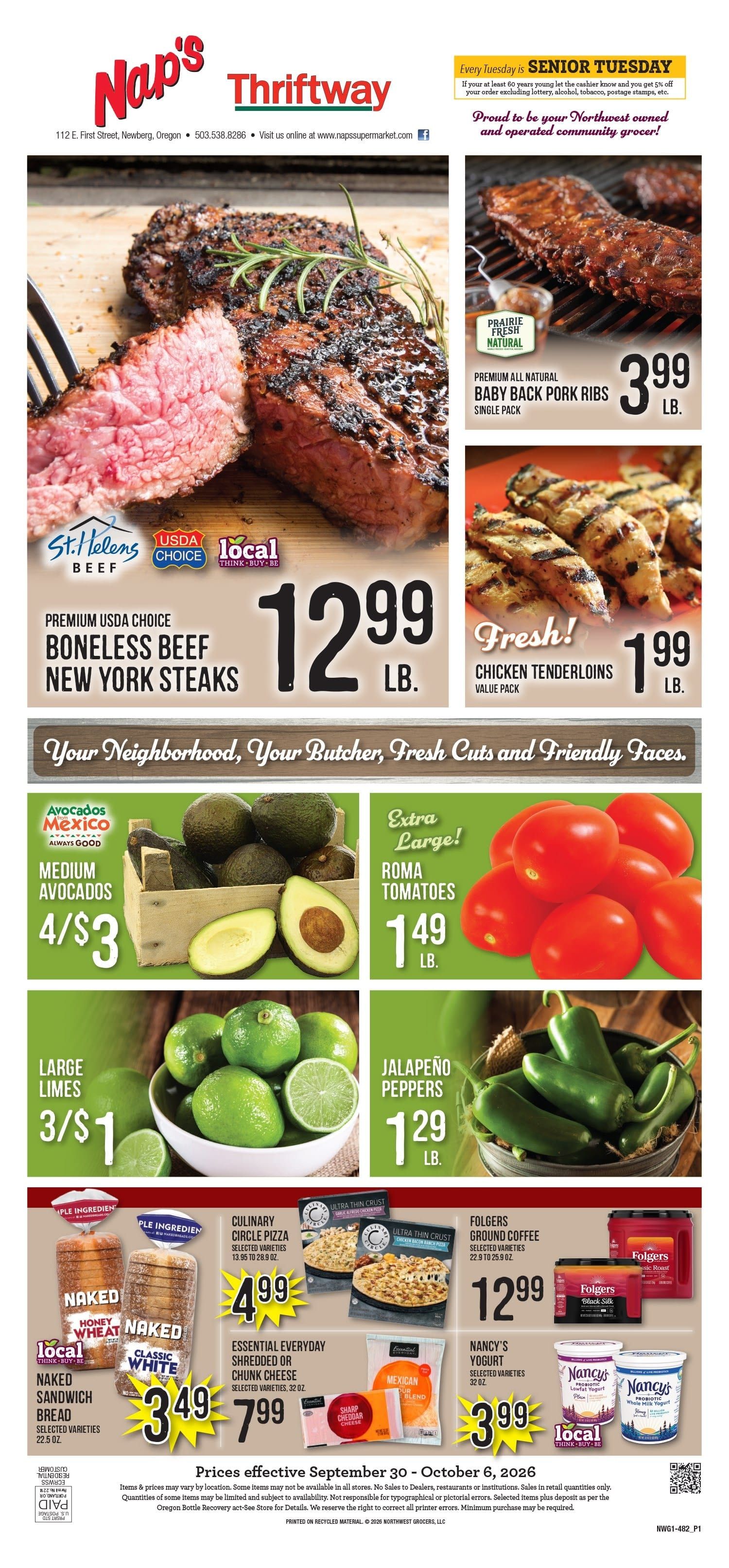 Nap's Thriftway Weekly Ad September 30 - October 6, 2026