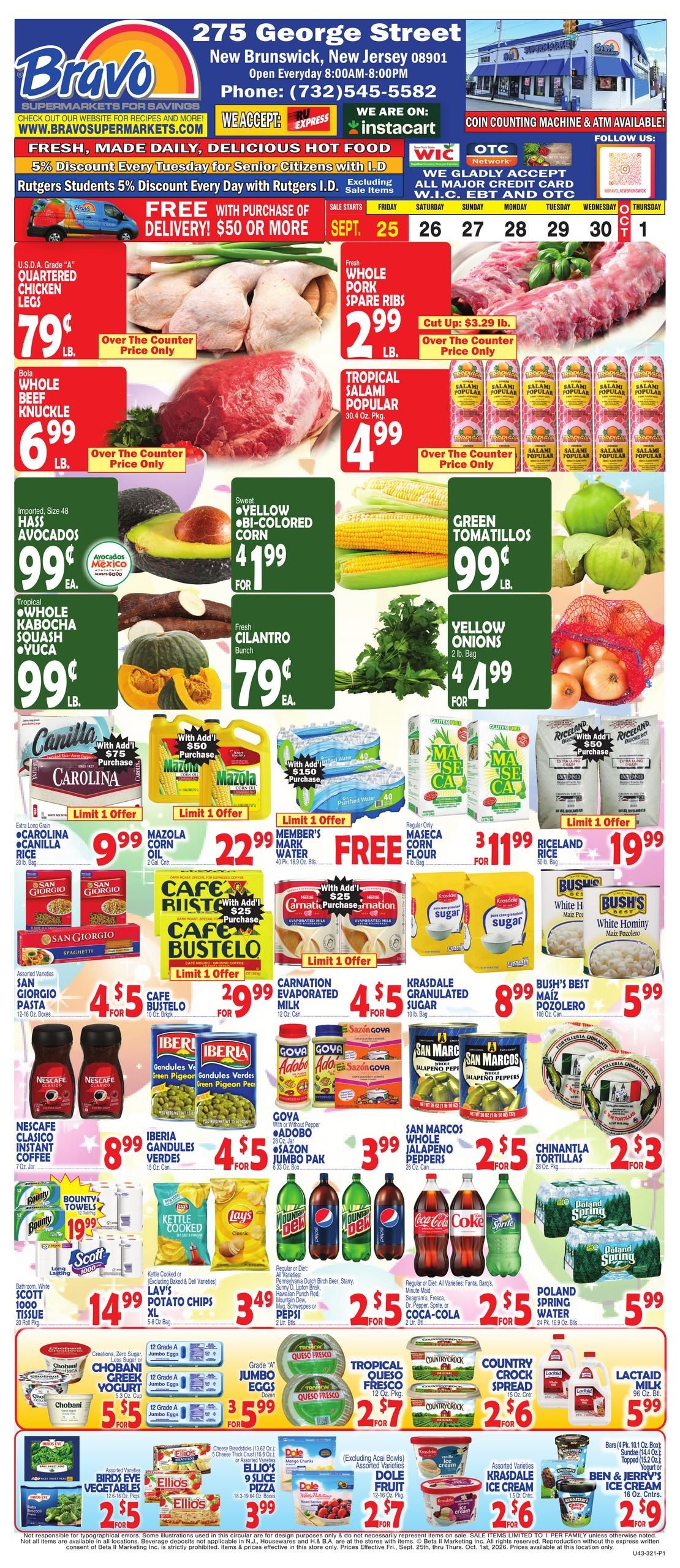 Bravo Supermarket (Coral Springs Area, FL) Weekly Ad September 25 - October 1, 2026