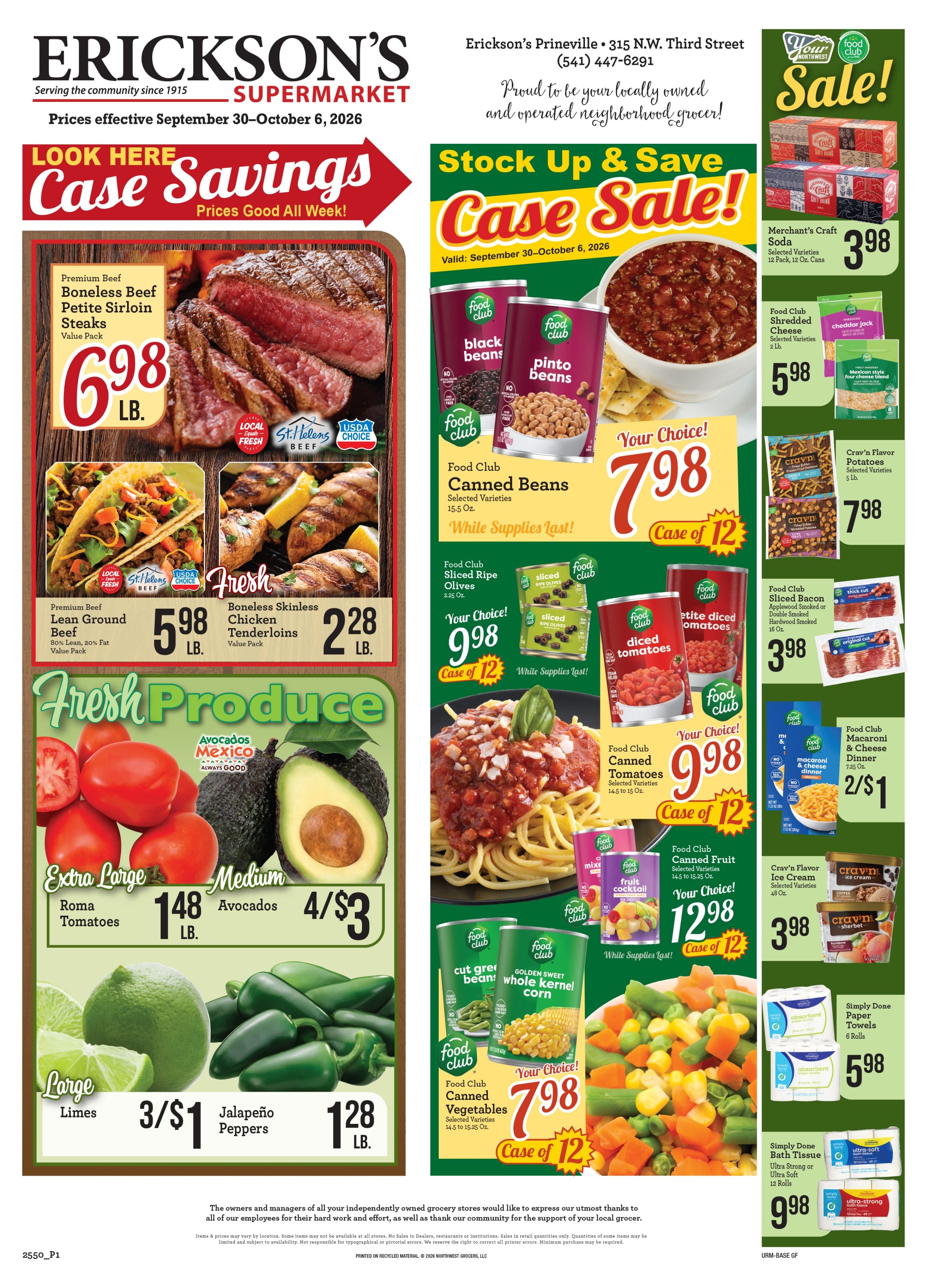 Erickson's Thriftway Weekly Ad September 30 - October 6, 2026