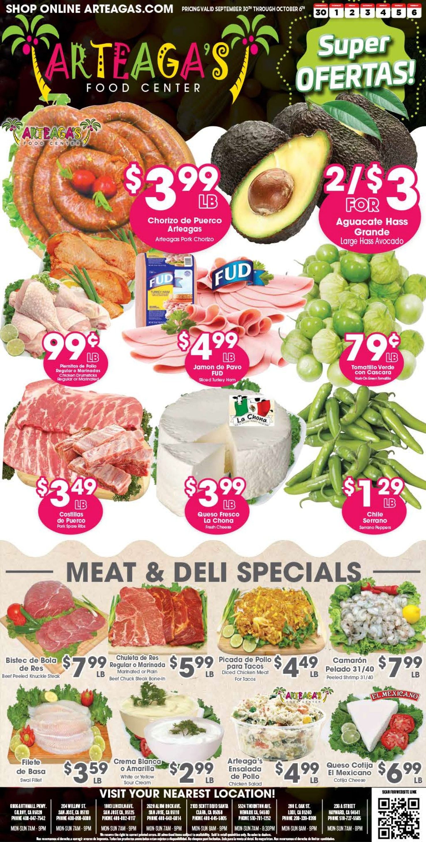 Arteaga's Food Center Weekly Ad September 30 - October 6, 2026