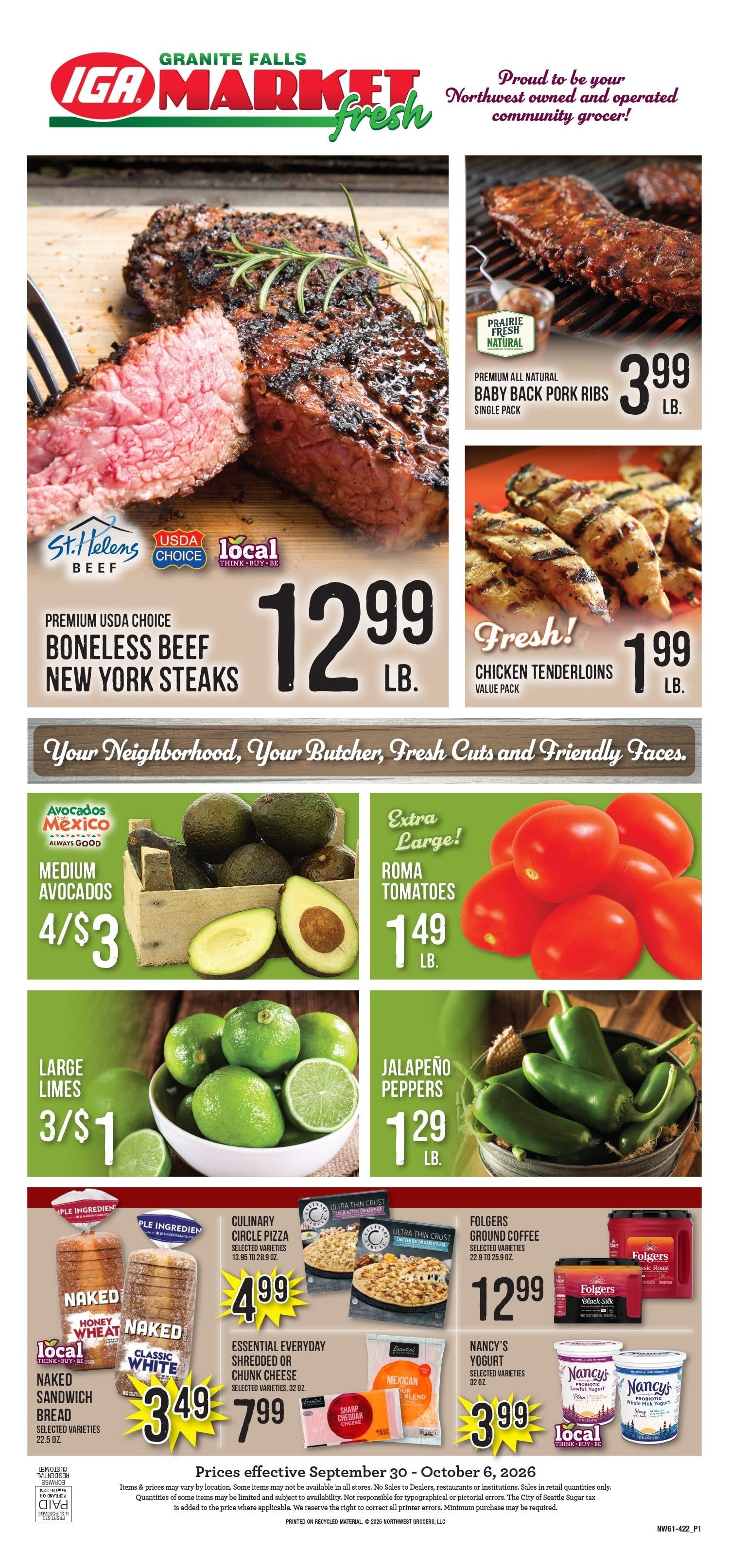 Granite Falls IGA Weekly Ad September 30 - October 6, 2026