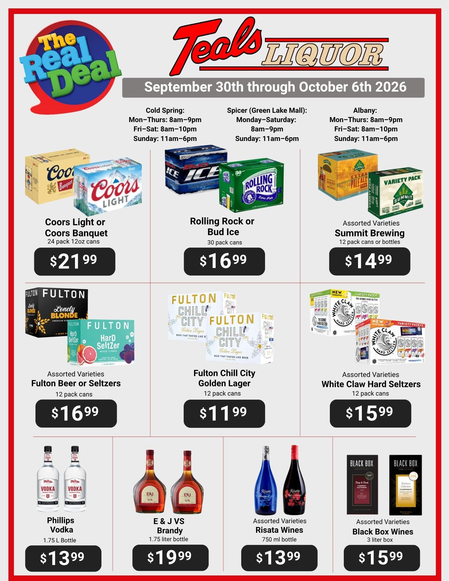 Teal's Market (Albany, Cold Spring and Spicer, MN) Weekly Ad September 30 - October 6, 2026