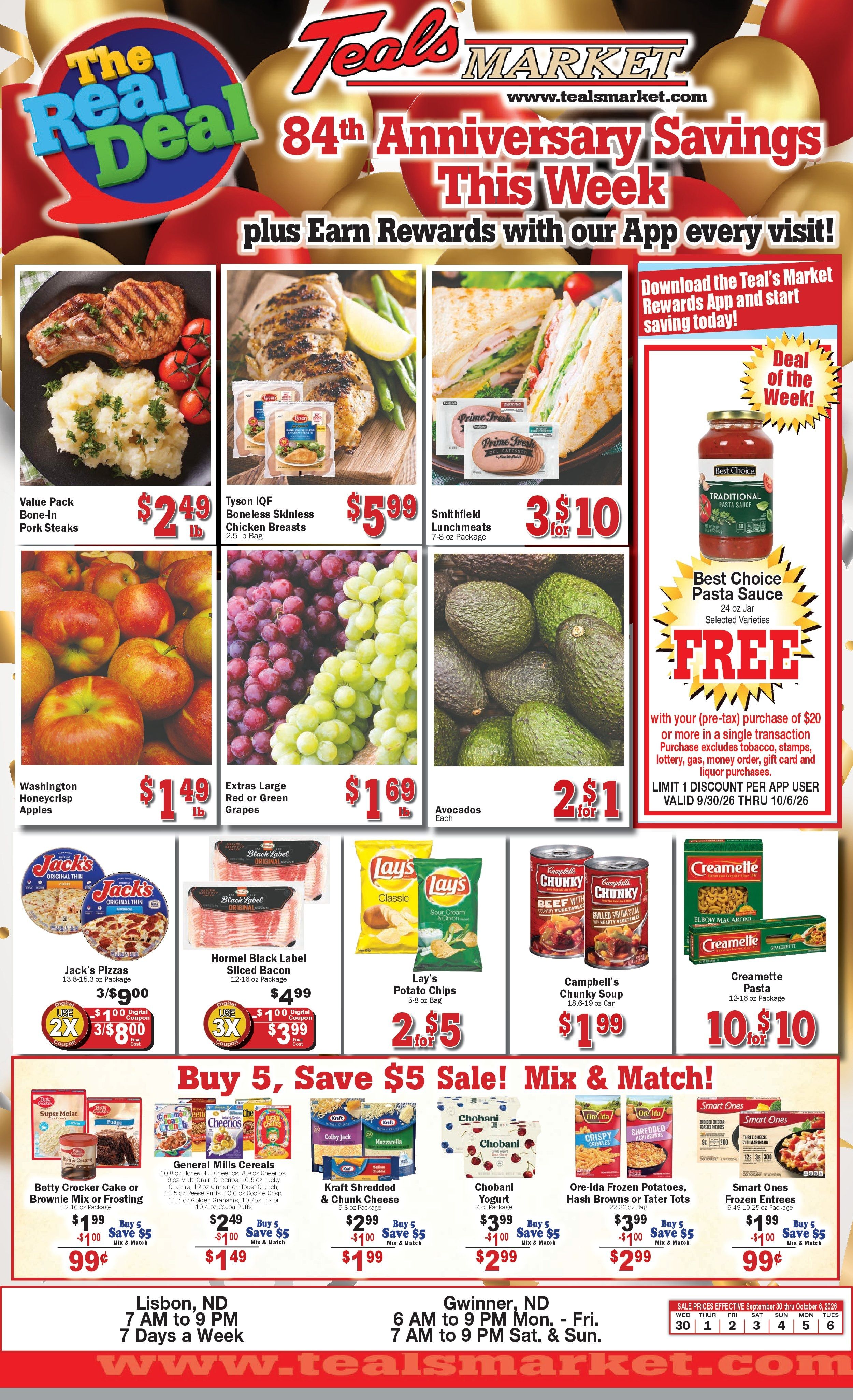 Teal's Market (North Dakota) Weekly Ad September 30 - October 6, 2026