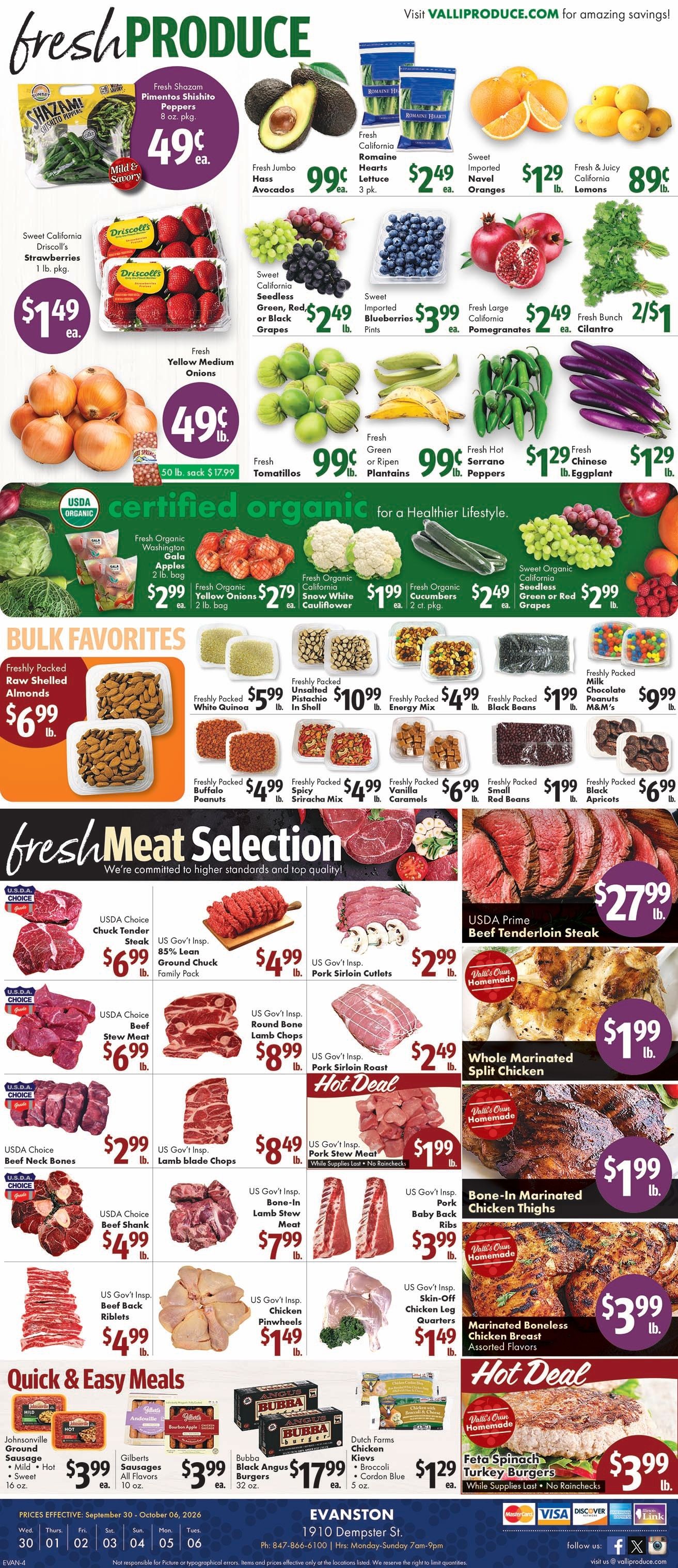 Valli Produce (Evanston, IL) Weekly Ad September 30 - October 6, 2026