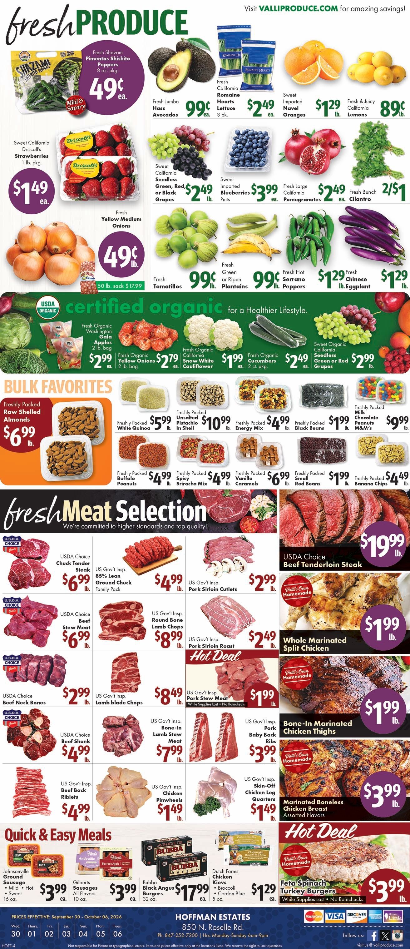 Valli Produce (Hoffman Estates, IL) Weekly Ad September 30 - October 6, 2026