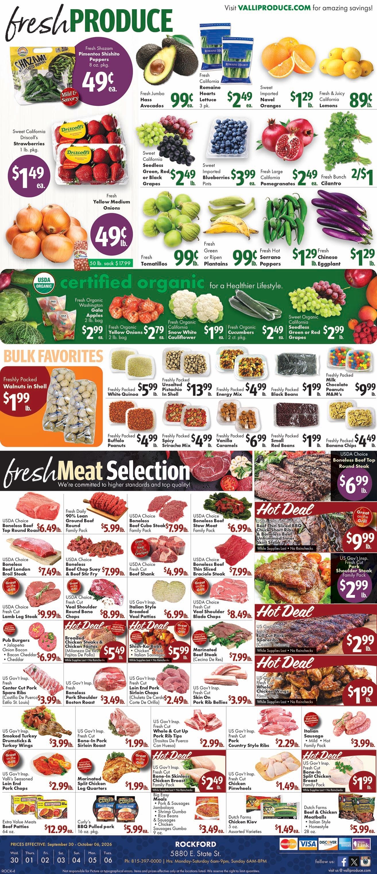 Valli Produce (Rockford, IL) Weekly Ad September 30 - October 6, 2026