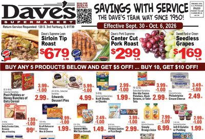 Dave's Supermarket (Fairbury, IL) Weekly Ad September 30 - October 6, 2026