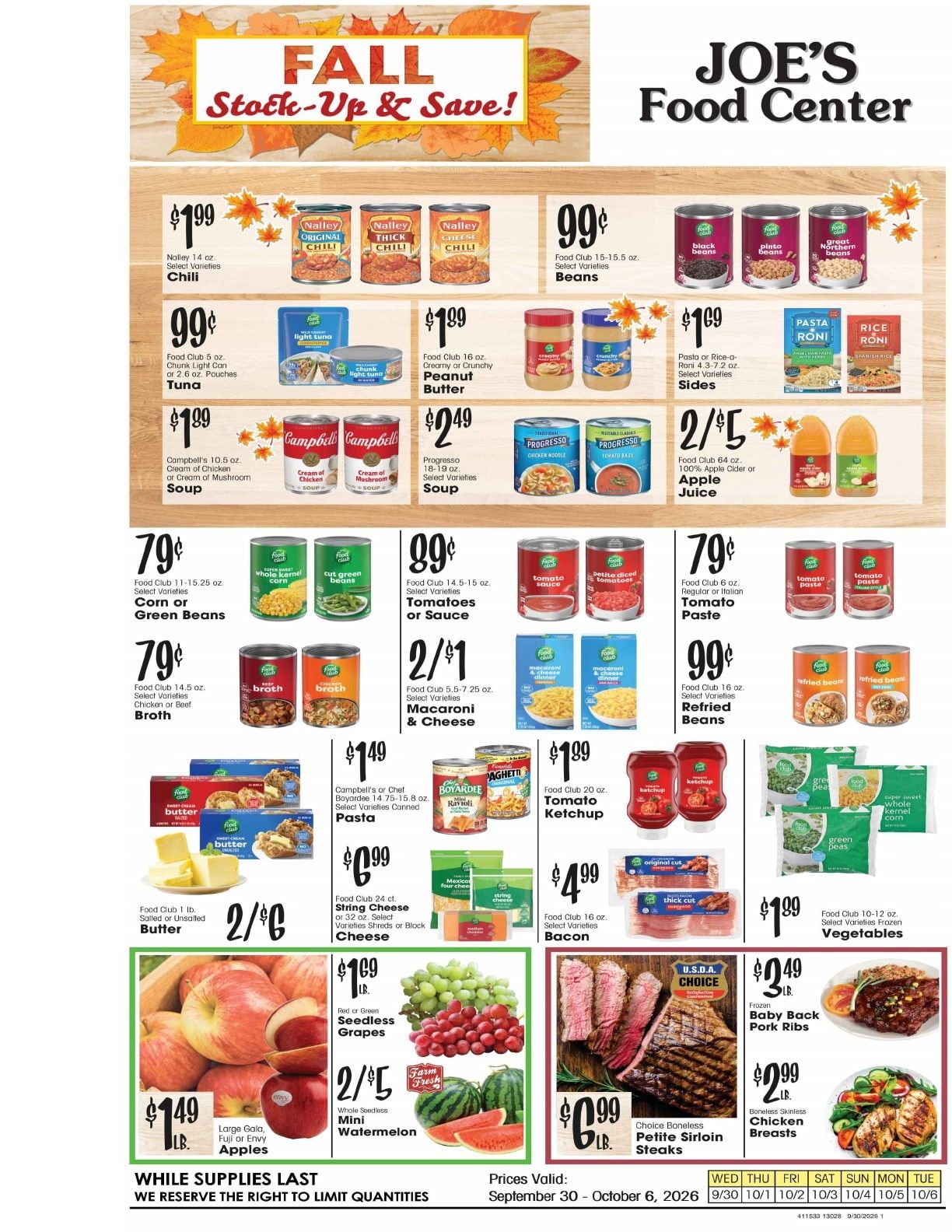 Joe's Food Center Weekly Ad September 30 - October 6, 2026