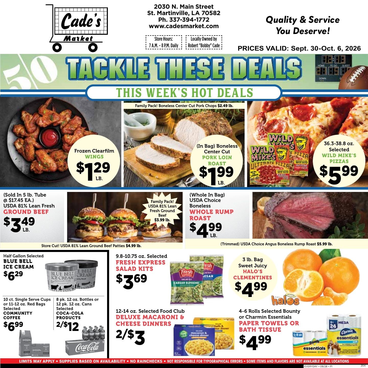 Cade's Market Weekly Ad September 30 - October 6, 2026