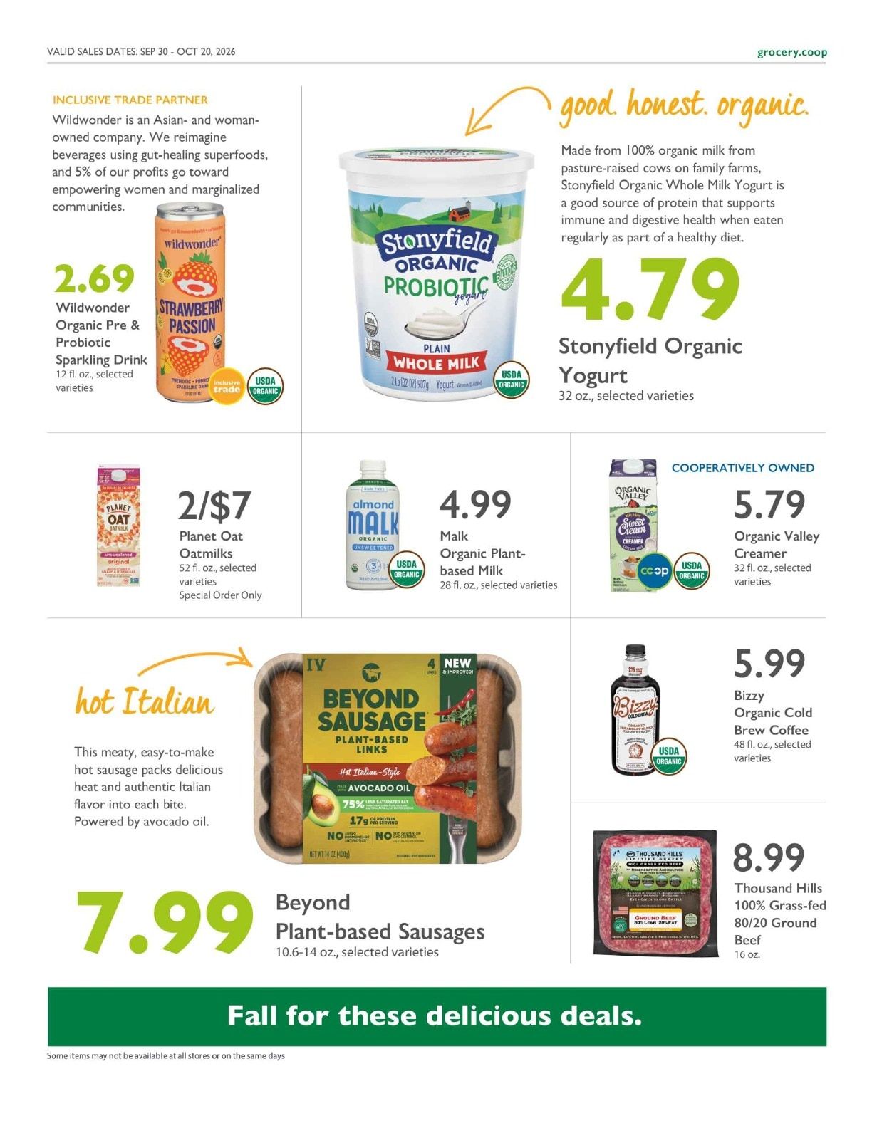 Ukiah Natural Foods Co-op Co+op Deals Weekly Ad September 30 - October 20, 2026