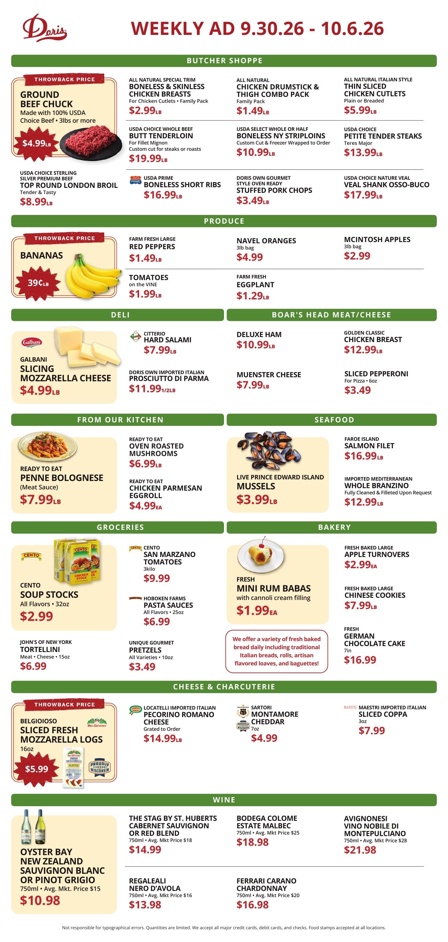 Doris Italian Market Weekly Ad September 30 - October 6, 2026