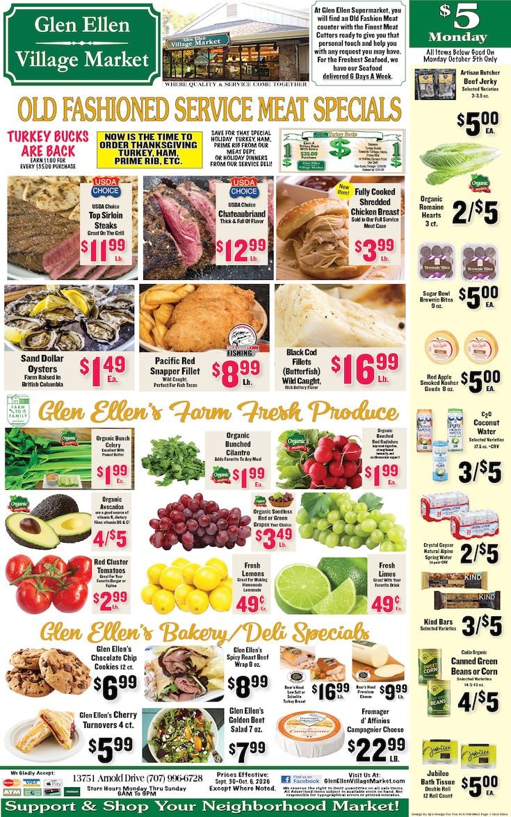 Glen Ellen Village Market Weekly Ad September 30 - October 6, 2026