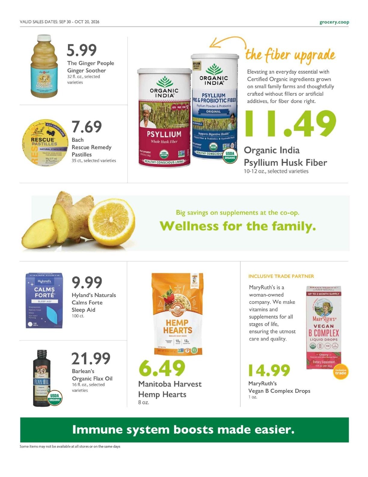 Sacramento Natural Foods Co-op Co+op Deals Weekly Ad September 30 - October 20, 2026