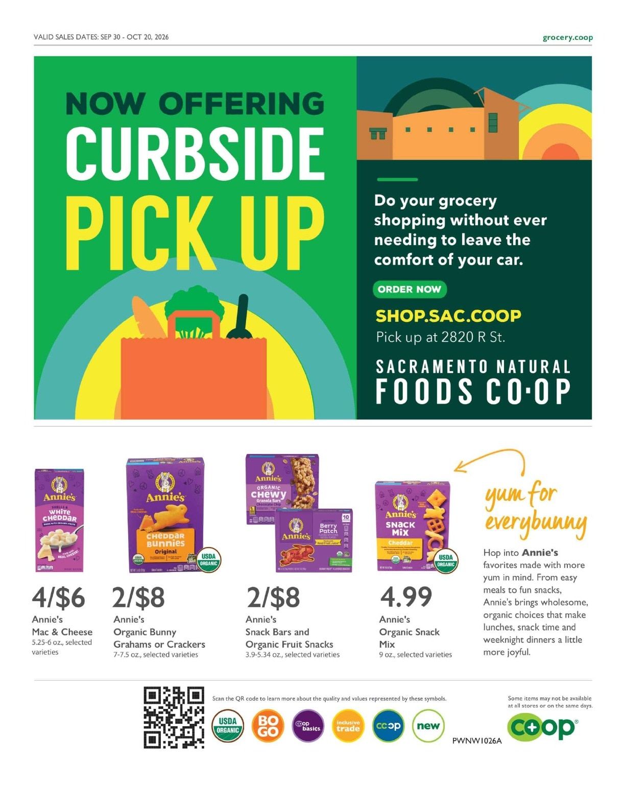 Sacramento Natural Foods Co-op Co+op Deals Weekly Ad September 30 - October 20, 2026