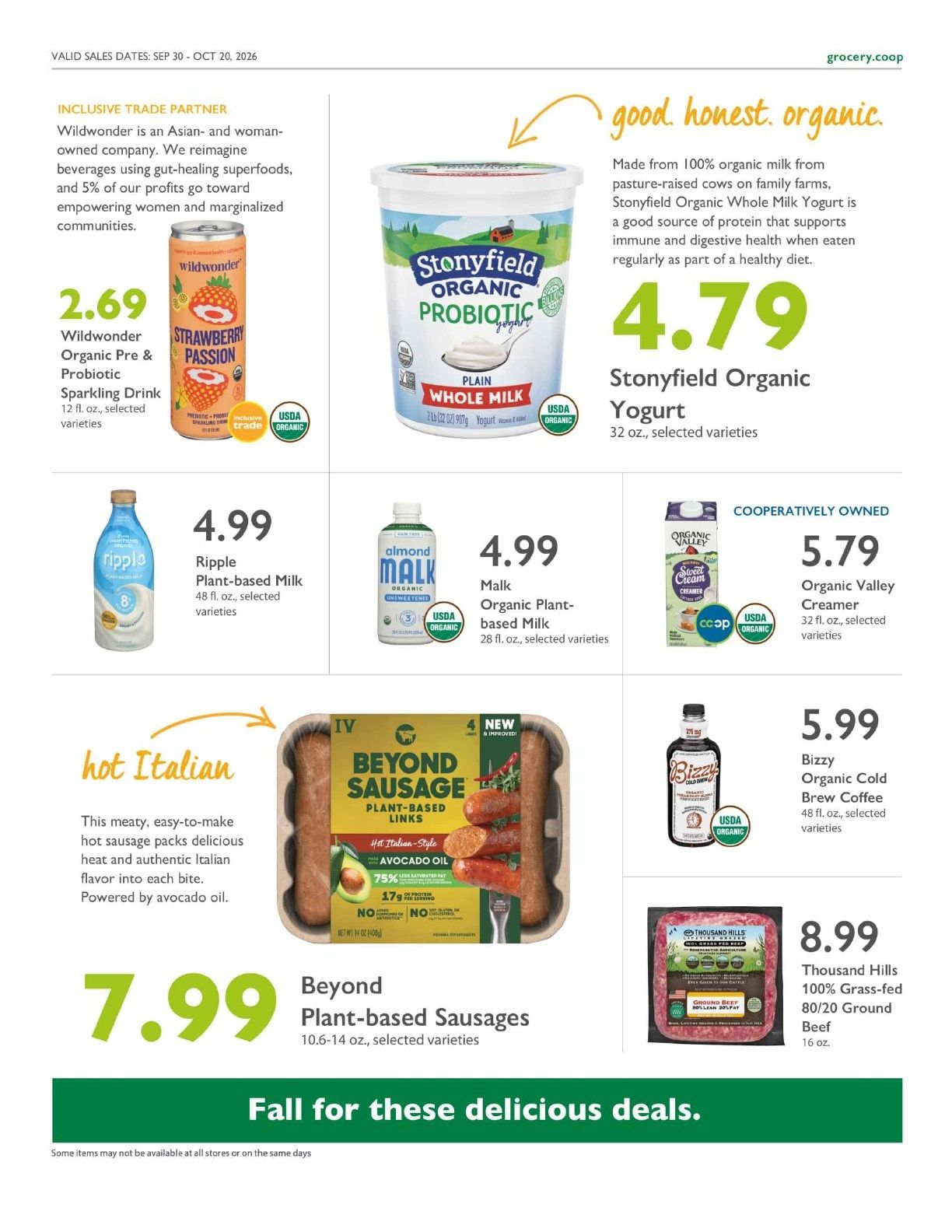 Sacramento Natural Foods Co-op Co+op Deals Weekly Ad September 30 - October 20, 2026