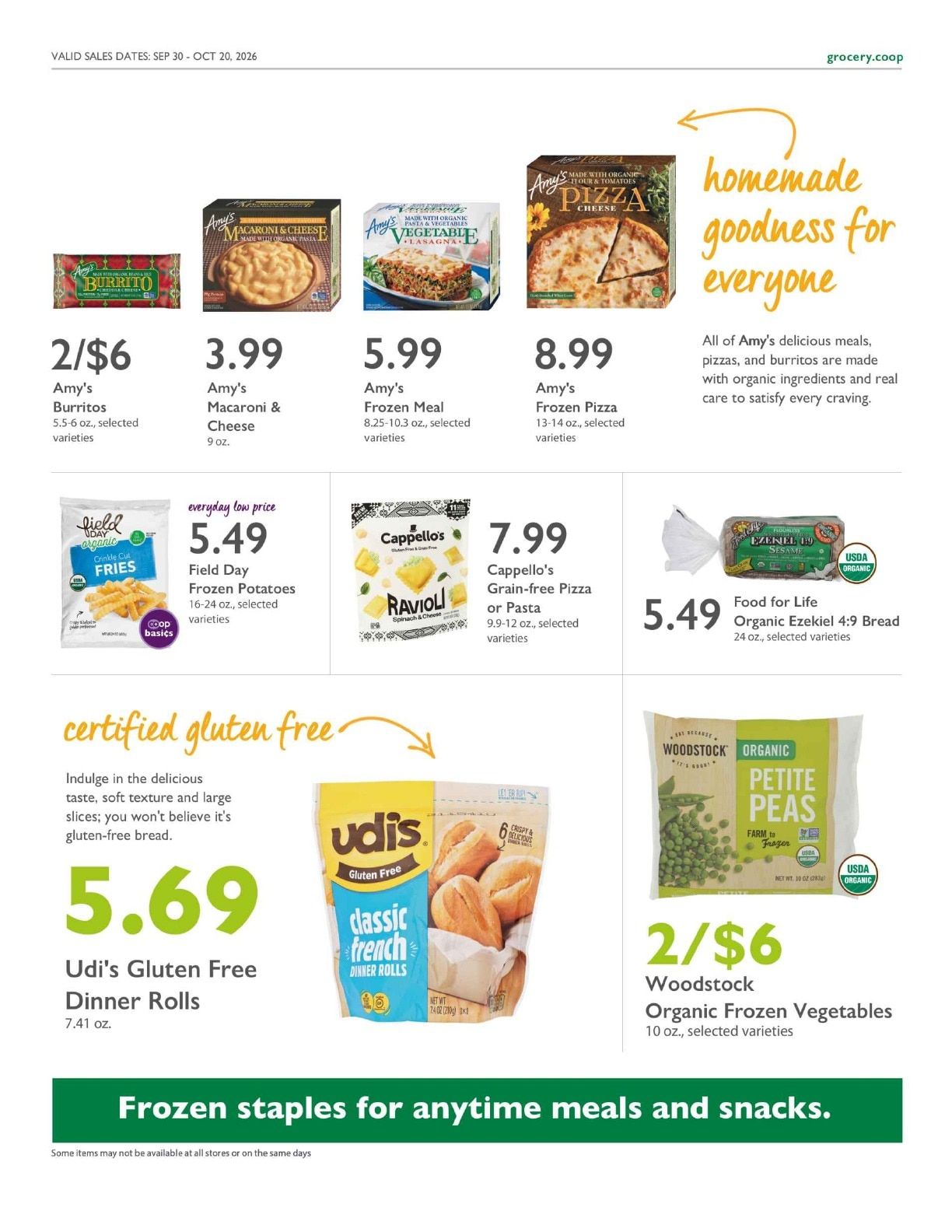 Sacramento Natural Foods Co-op Co+op Deals Weekly Ad September 30 - October 20, 2026