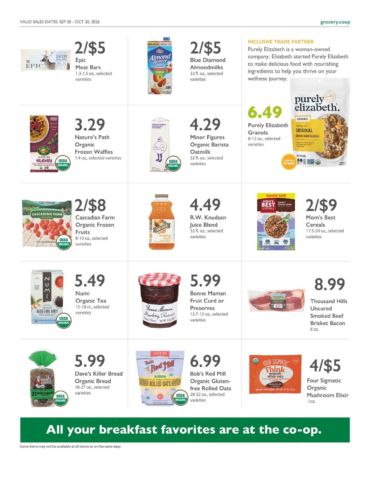 Sacramento Natural Foods Co-op Co+op Deals Weekly Ad September 30 - October 20, 2026