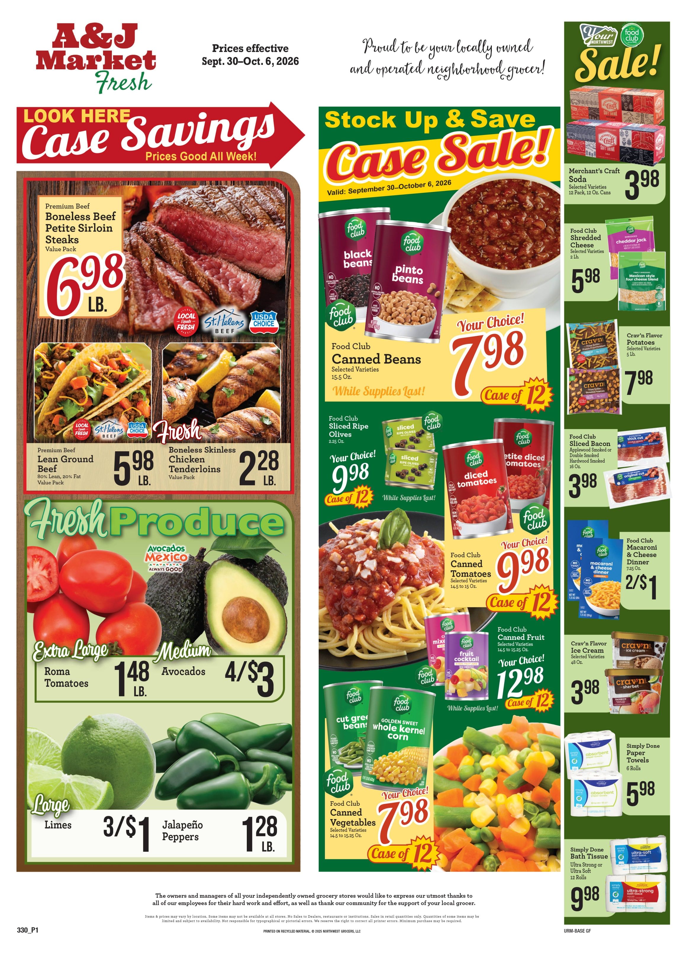 A & J Select Market Weekly Ad September 30 - October 6, 2026