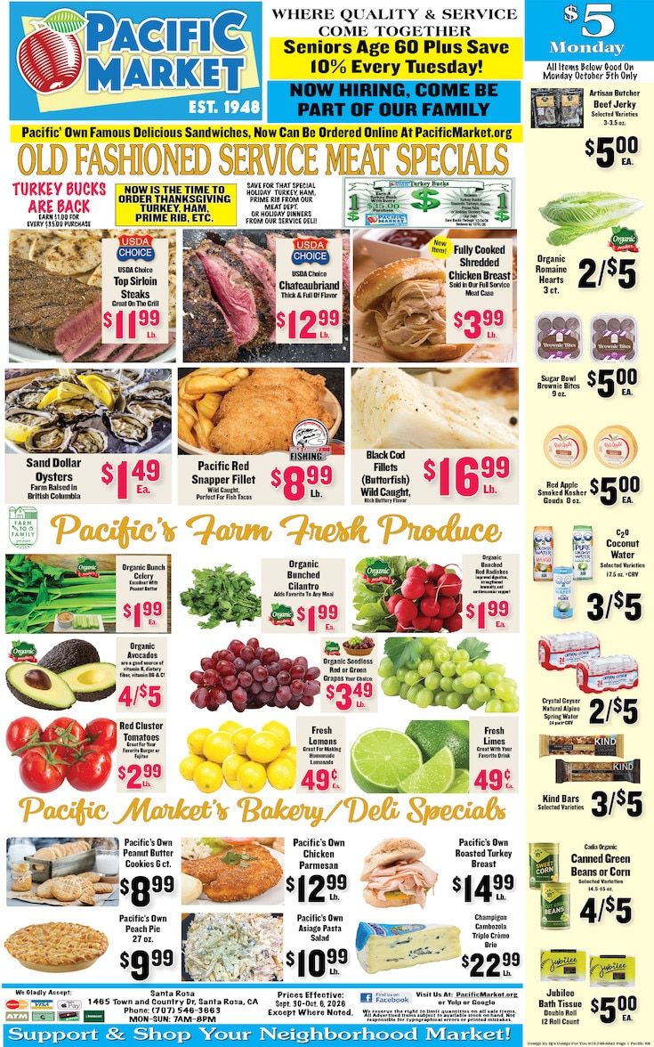 Pacific Market (Santa Rosa, CA) Weekly Ad September 30 - October 6, 2026
