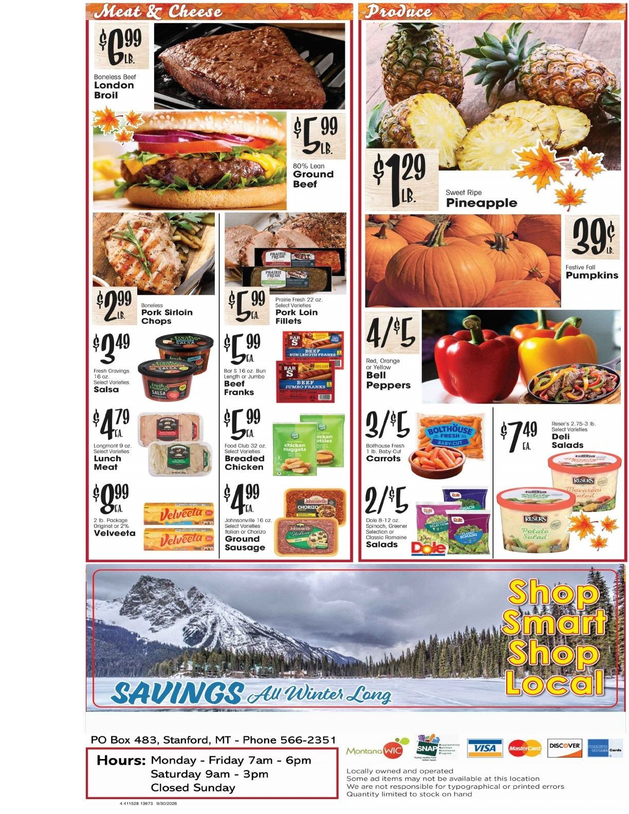 D's Supermarket (Stanford, MT) Weekly Ad September 30 - October 6, 2026