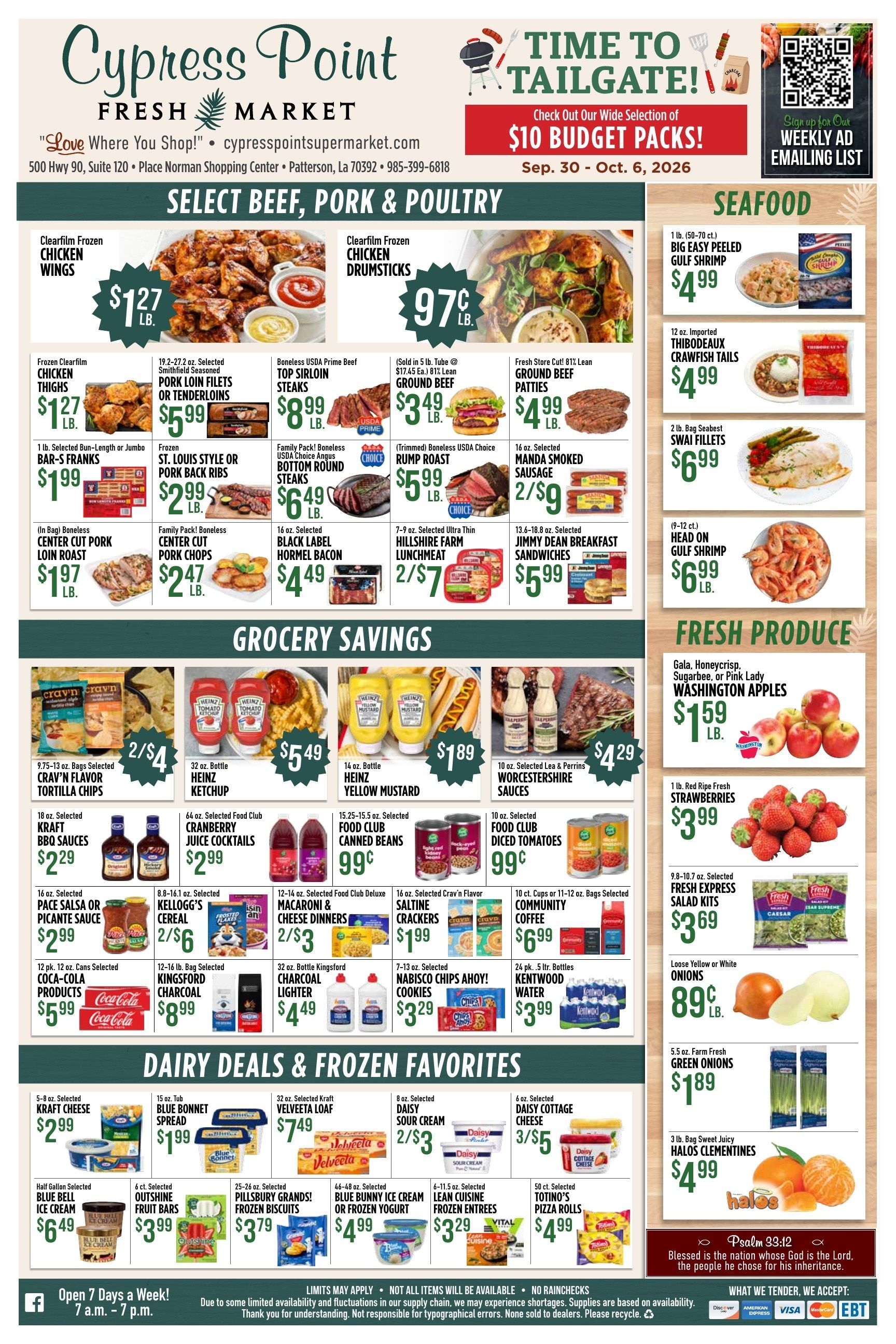 Cypress Point Fresh Market Weekly Ad September 30 - October 6, 2026