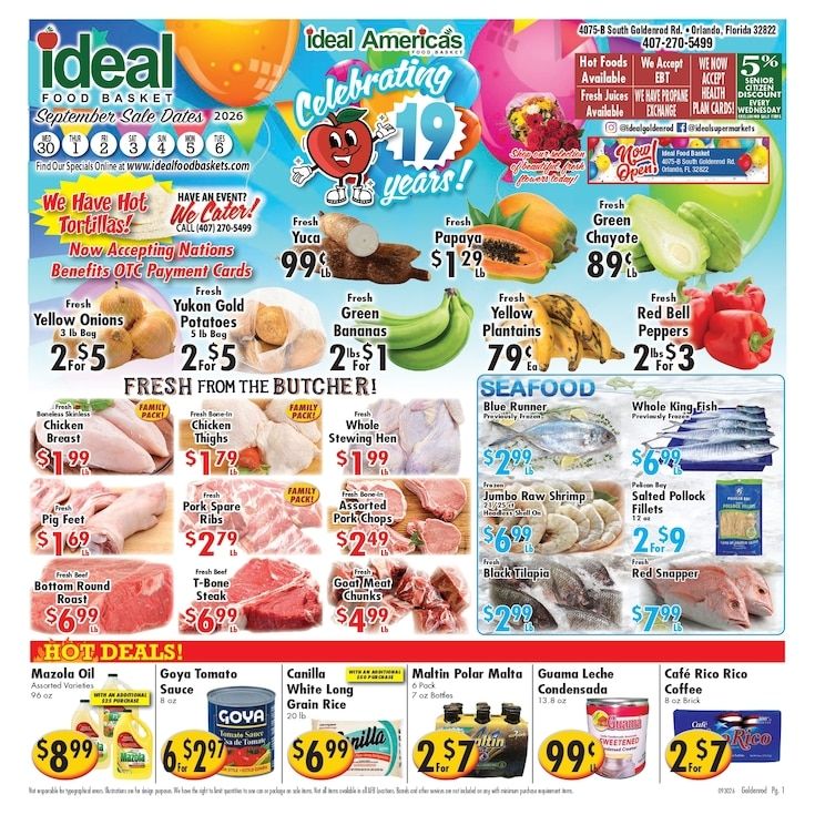 Ideal Food Basket (4075 South Goldenrod Road, Orlando, FL) Weekly Ad September 30 - October 6, 2026