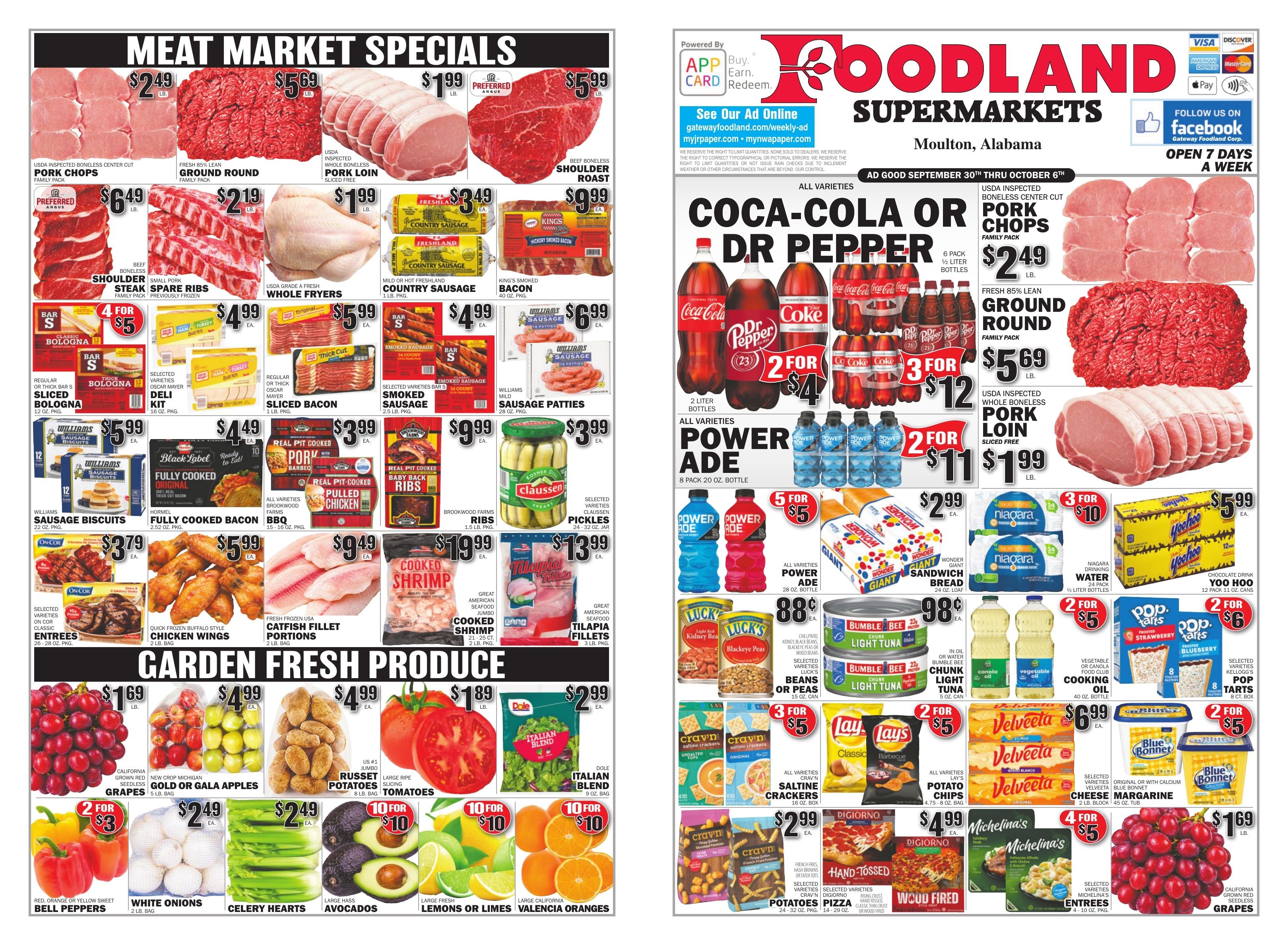 Gateway Foodland (Moulton, AL) Weekly Ad September 30 - October 6, 2026
