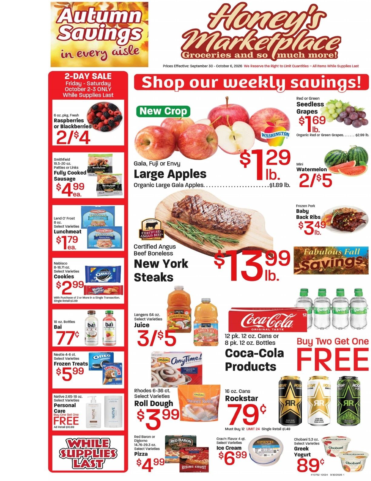 Honey's Marketplace (260 East 300 South, Kanab, UT) Weekly Ad September 30 - October 6, 2026