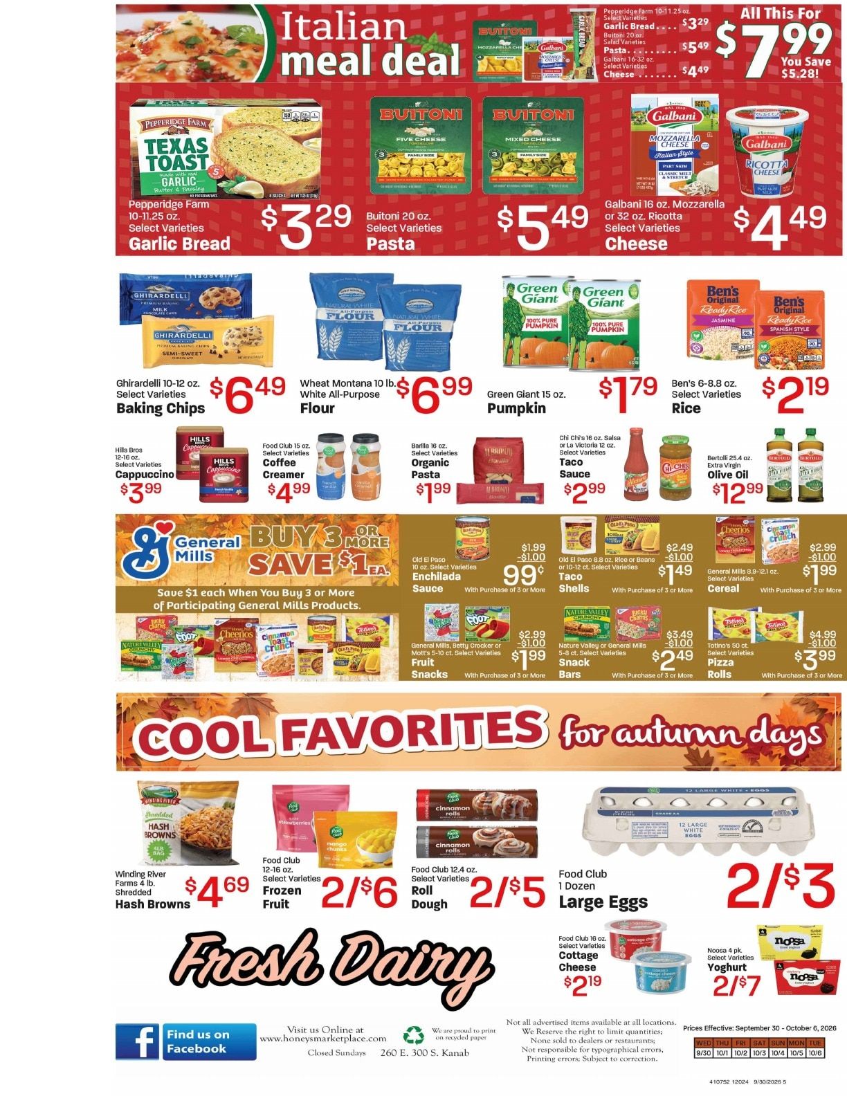 Honey's Marketplace (260 East 300 South, Kanab, UT) Weekly Ad September 30 - October 6, 2026