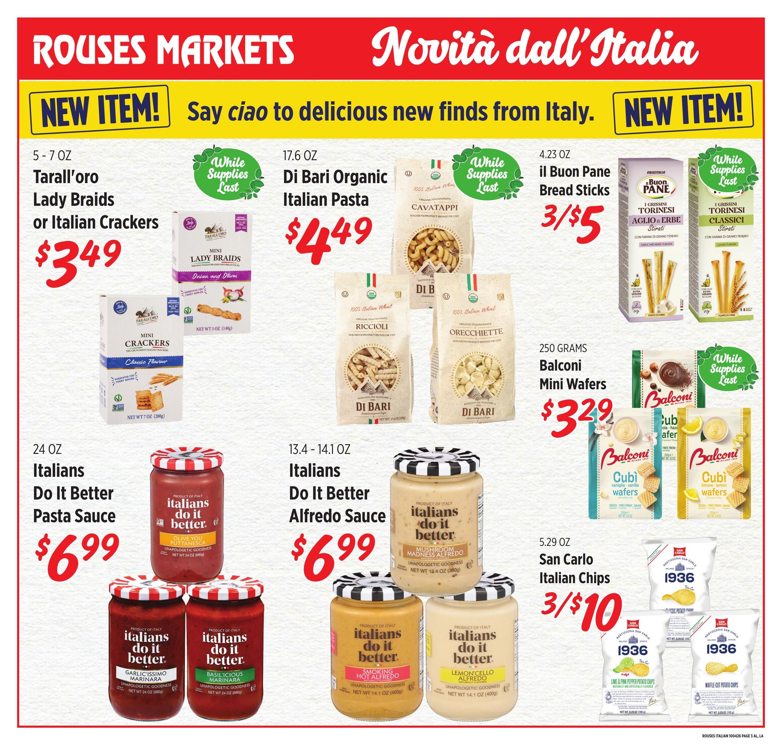 Rouses Supermarkets (Albany Area, LA) Italian Weekly Ad September 30 - November 4, 2026