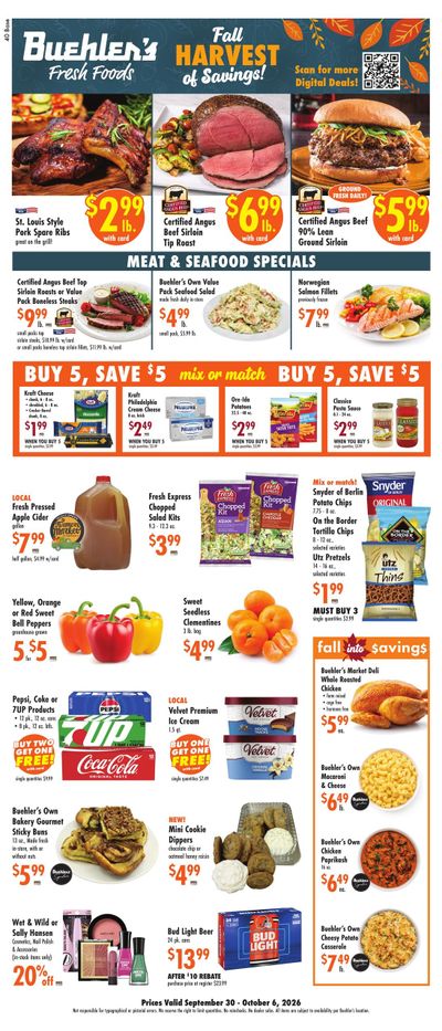 Buehler's Fresh Foods Weekly Ad September 30 - October 6, 2026