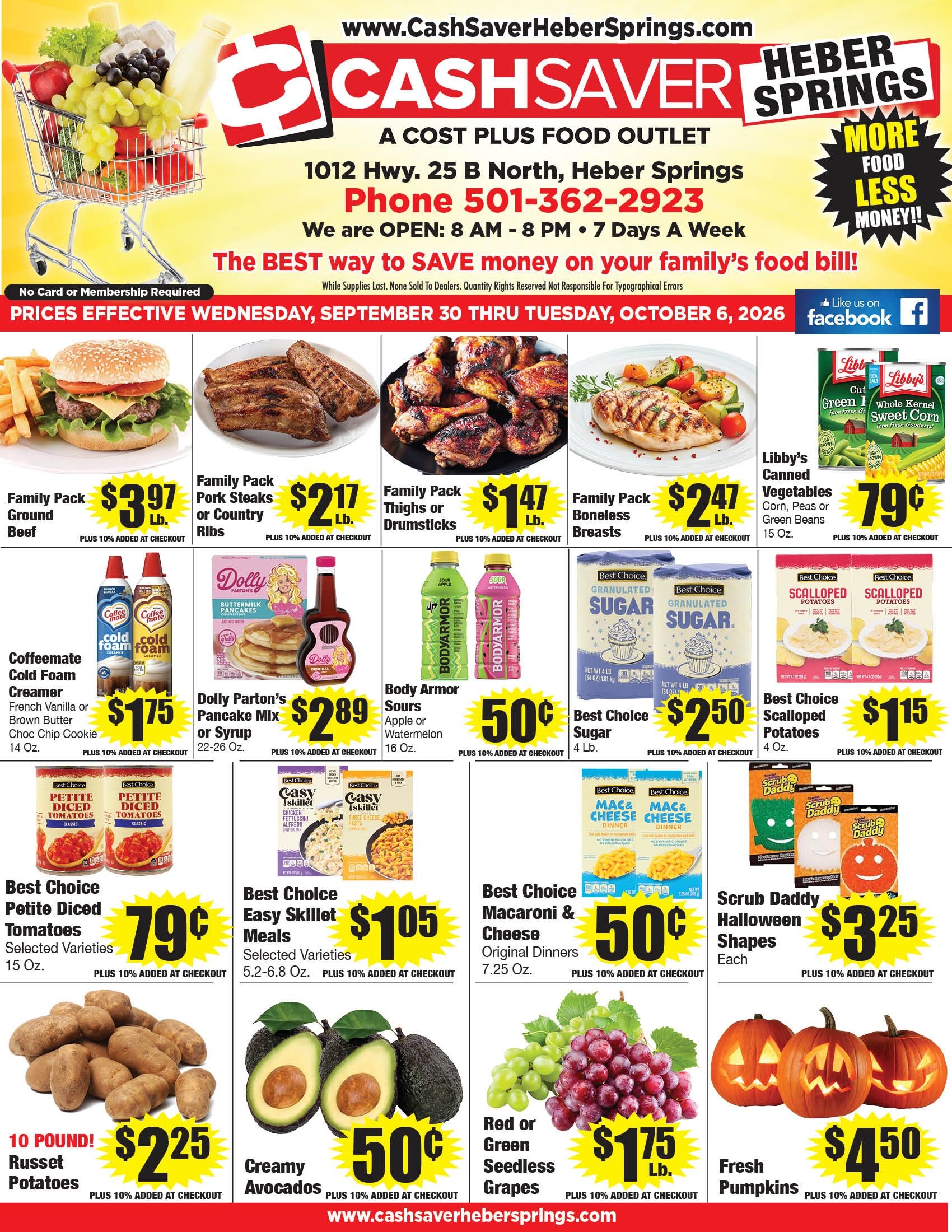 Cash Saver Heber Springs Weekly Ad September 30 - October 6, 2026
