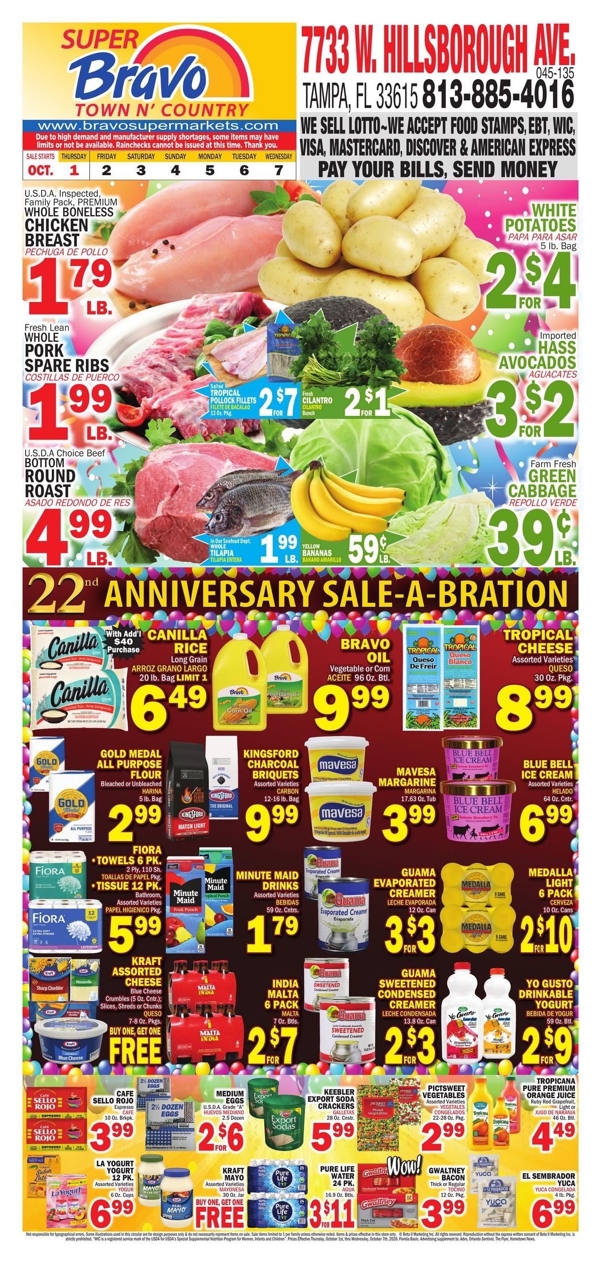 Bravo Supermarket (Clearwater Area, FL) Bravo Florida Weekly Weekly Ad October 1 - 7, 2026
