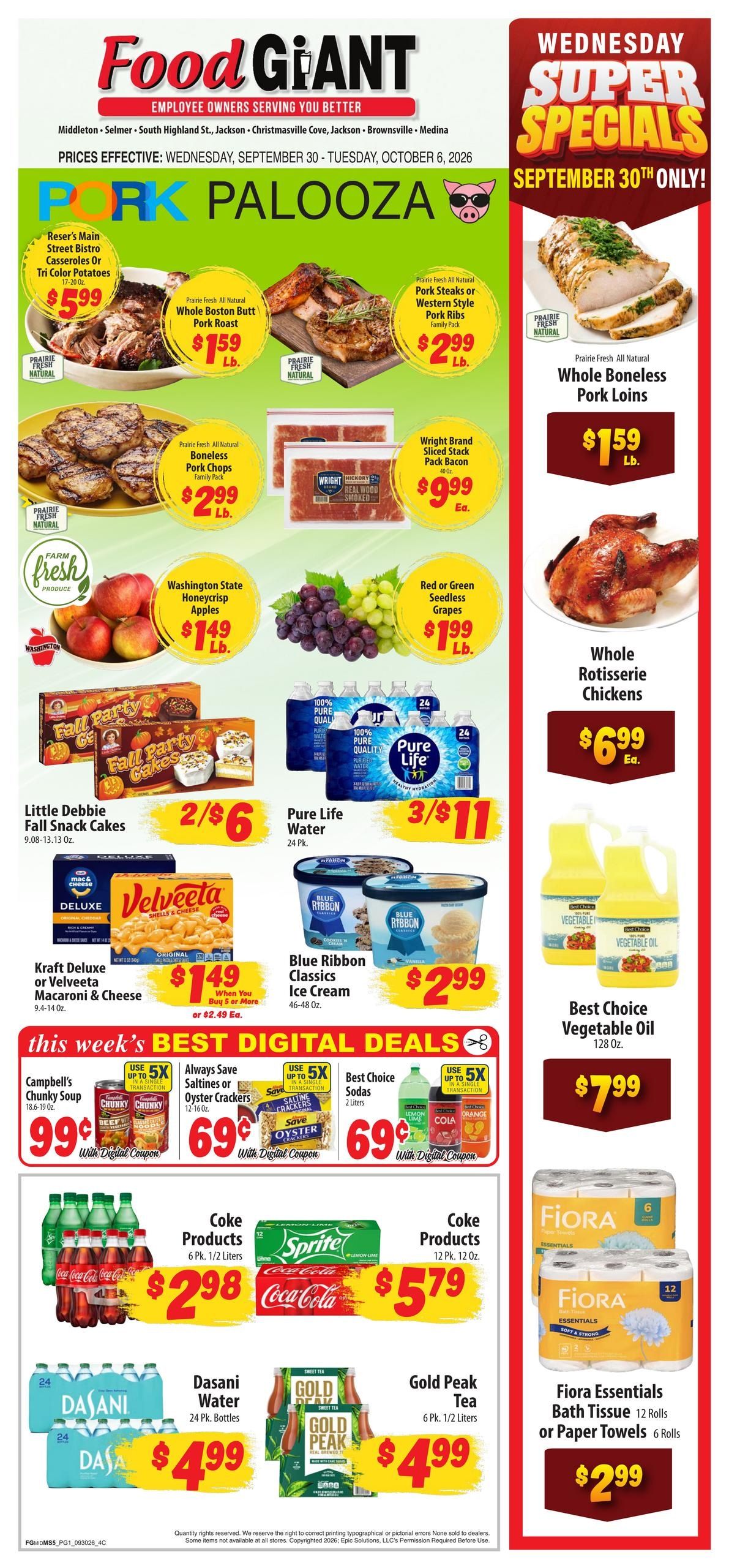 Food Giant (Jackson Area, TN) Weekly Ad September 30 - October 6, 2026