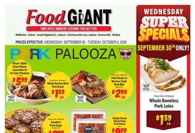 Food Giant (Jackson Area, TN) Weekly Ad September 30 - October 6, 2026