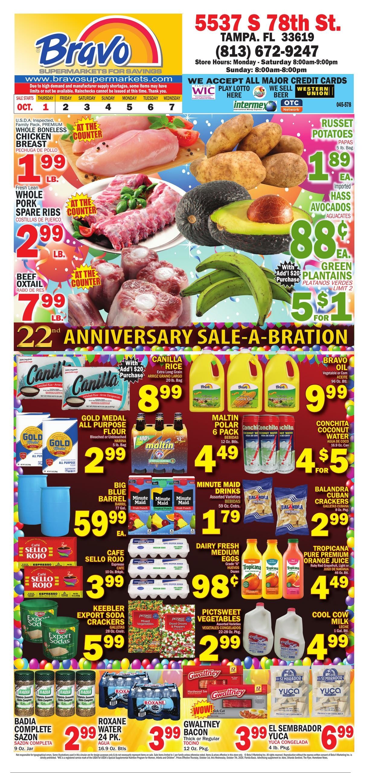 Bravo Supermarket (St. Petersburg Area, FL) Bravo Florida Weekly Weekly Ad October 1 - 7, 2026