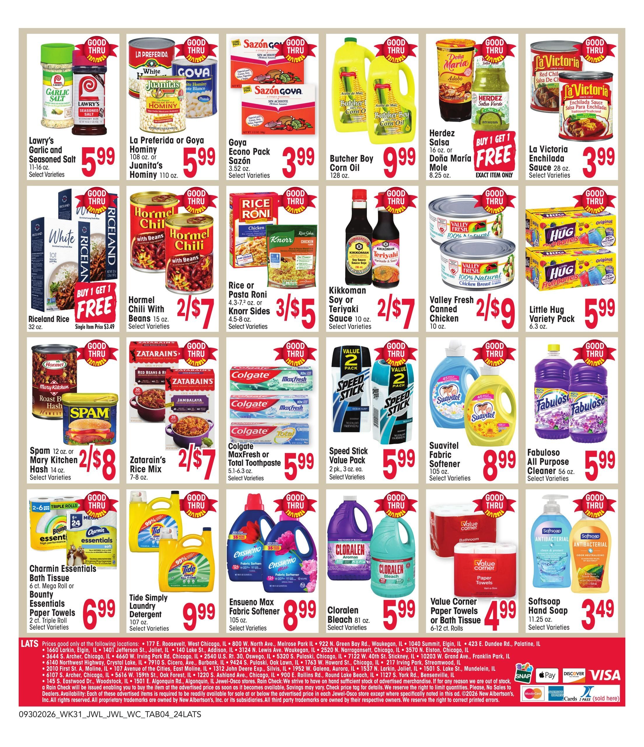 Jewel-Osco Specialty Publication Weekly Ad September 30 - December 1, 2026