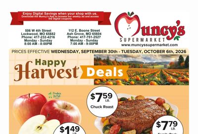 Muncy's Supermarket Happy Harvest Deals Weekly Ad September 30 - October 6, 2026