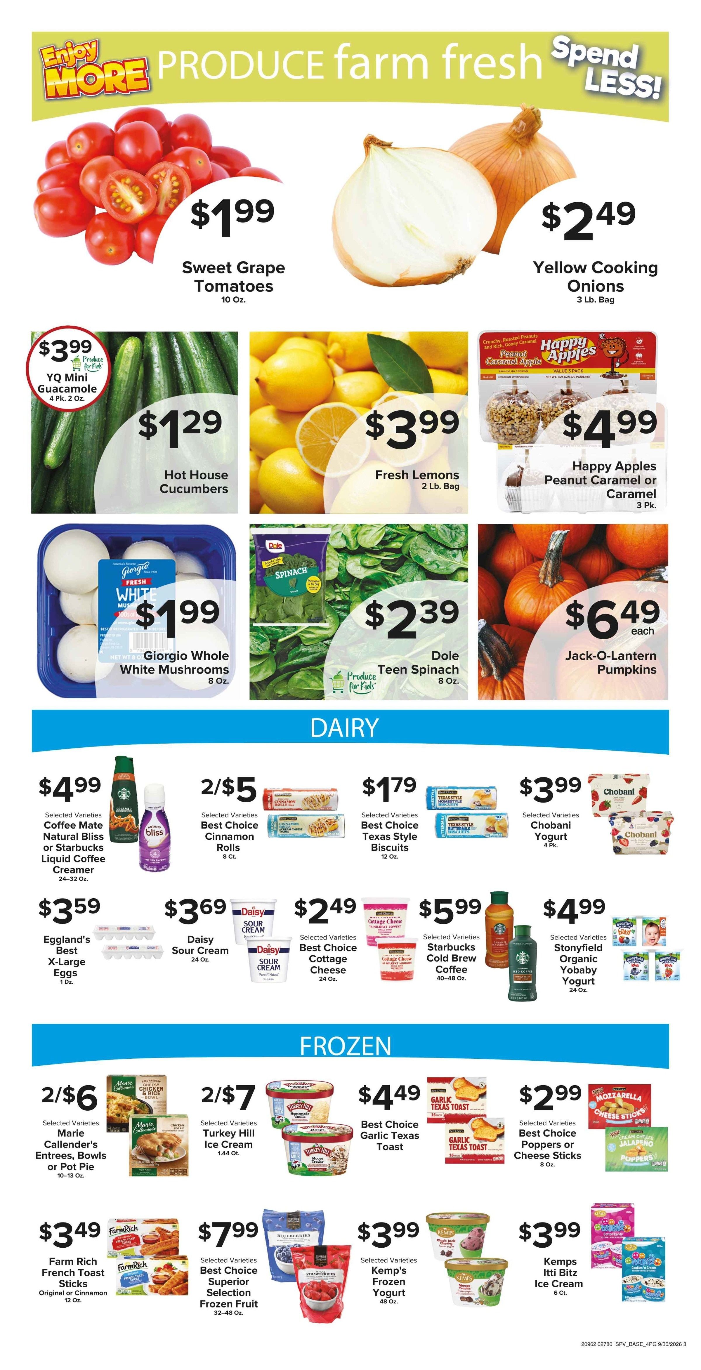 Muncy's Supermarket Happy Harvest Deals Weekly Ad September 30 - October 6, 2026