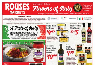 Rouses Supermarkets (Bassfield Area, MS) Italian Weekly Ad September 30 - November 4, 2026