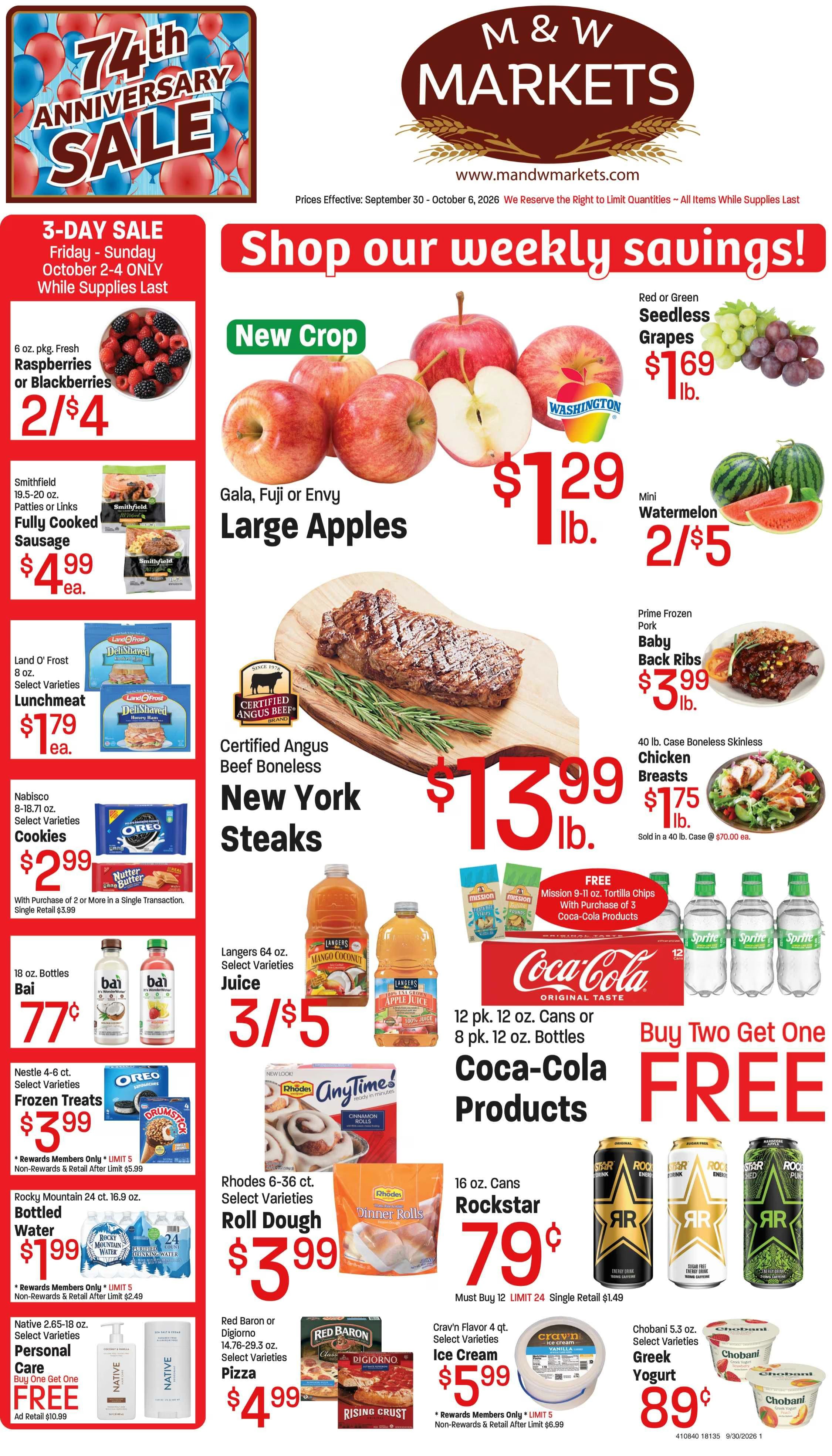 M&W Markets (Cascade, ID) Weekly Ad September 30 - October 6, 2026