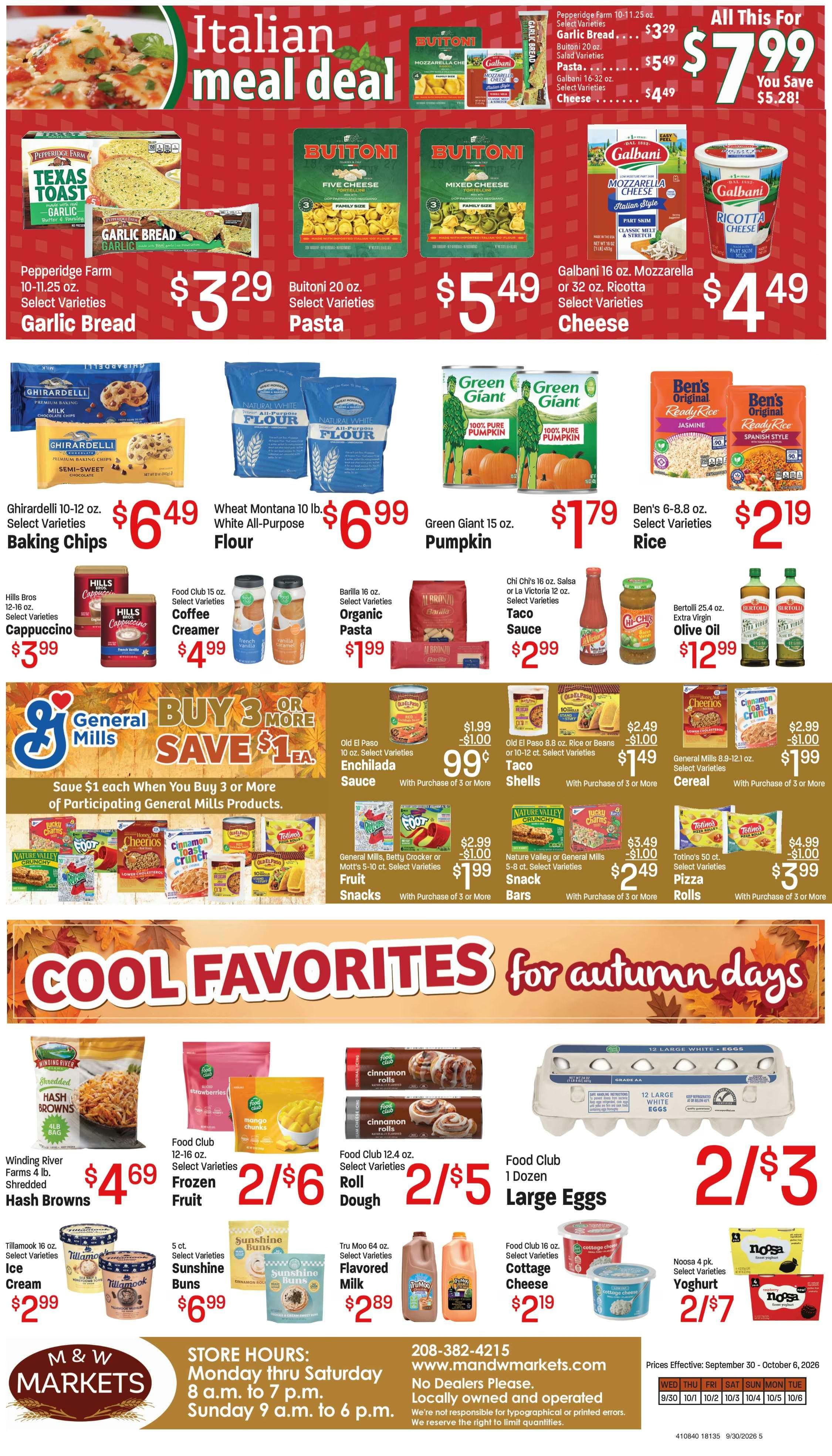 M&W Markets (Cascade, ID) Weekly Ad September 30 - October 6, 2026