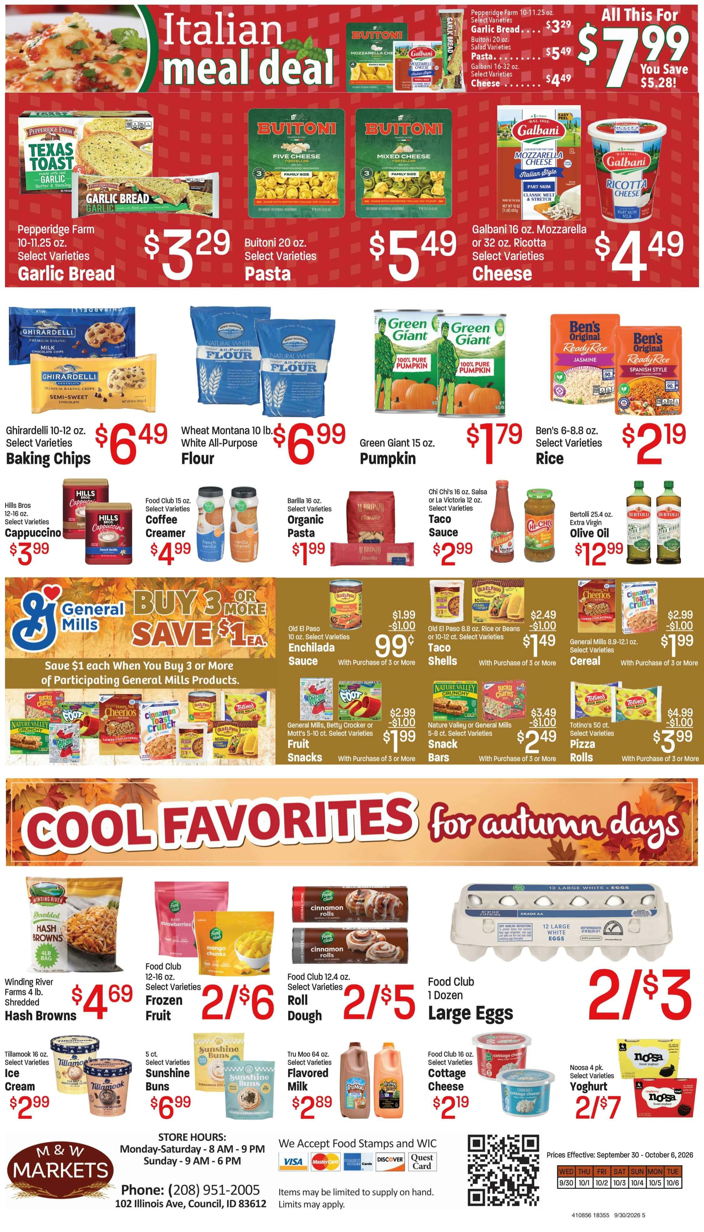 M&W Markets (Council, ID) Weekly Ad September 30 - October 6, 2026