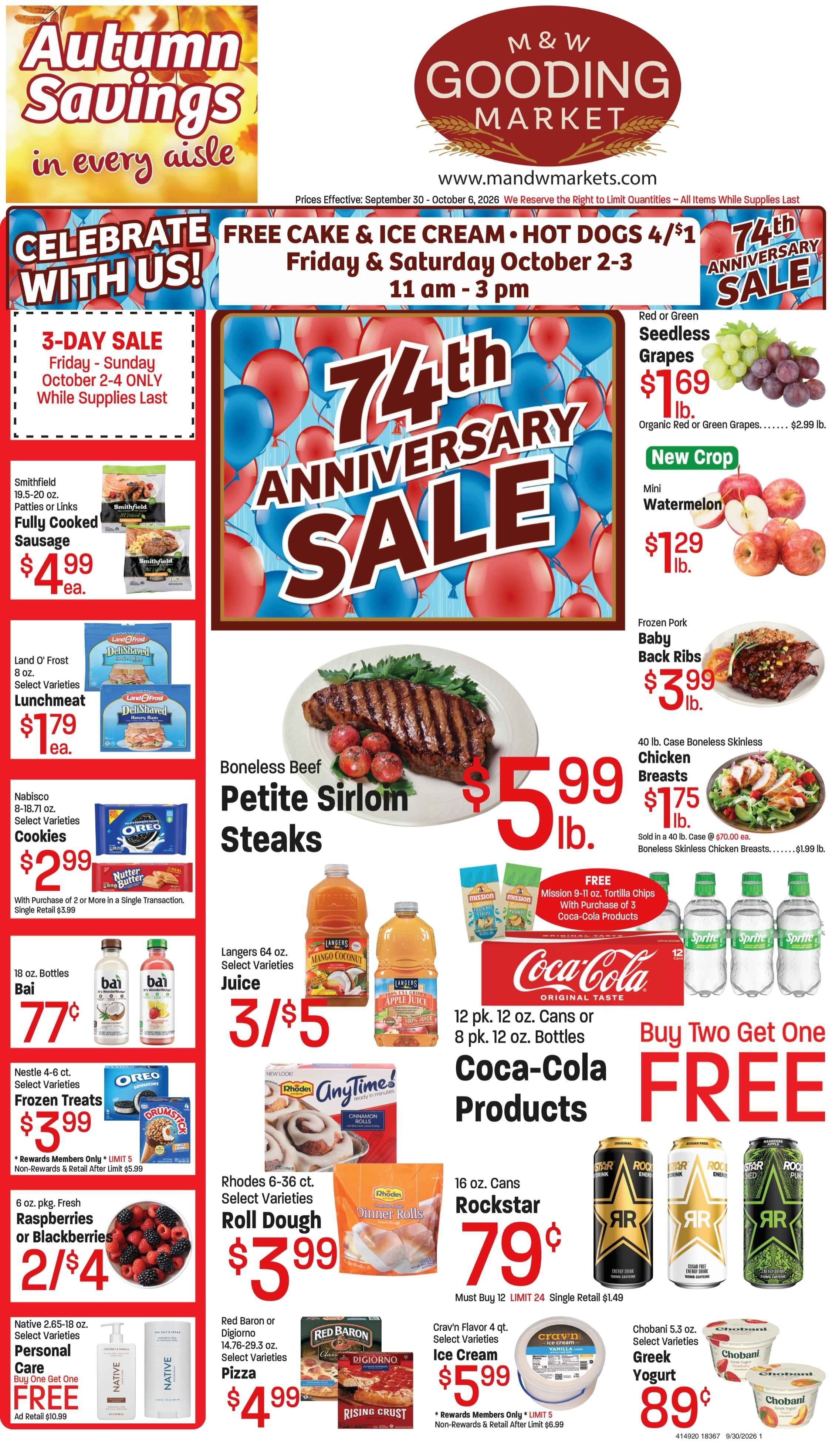M&W Markets (Gooding, ID) Weekly Ad September 30 - October 7, 2026