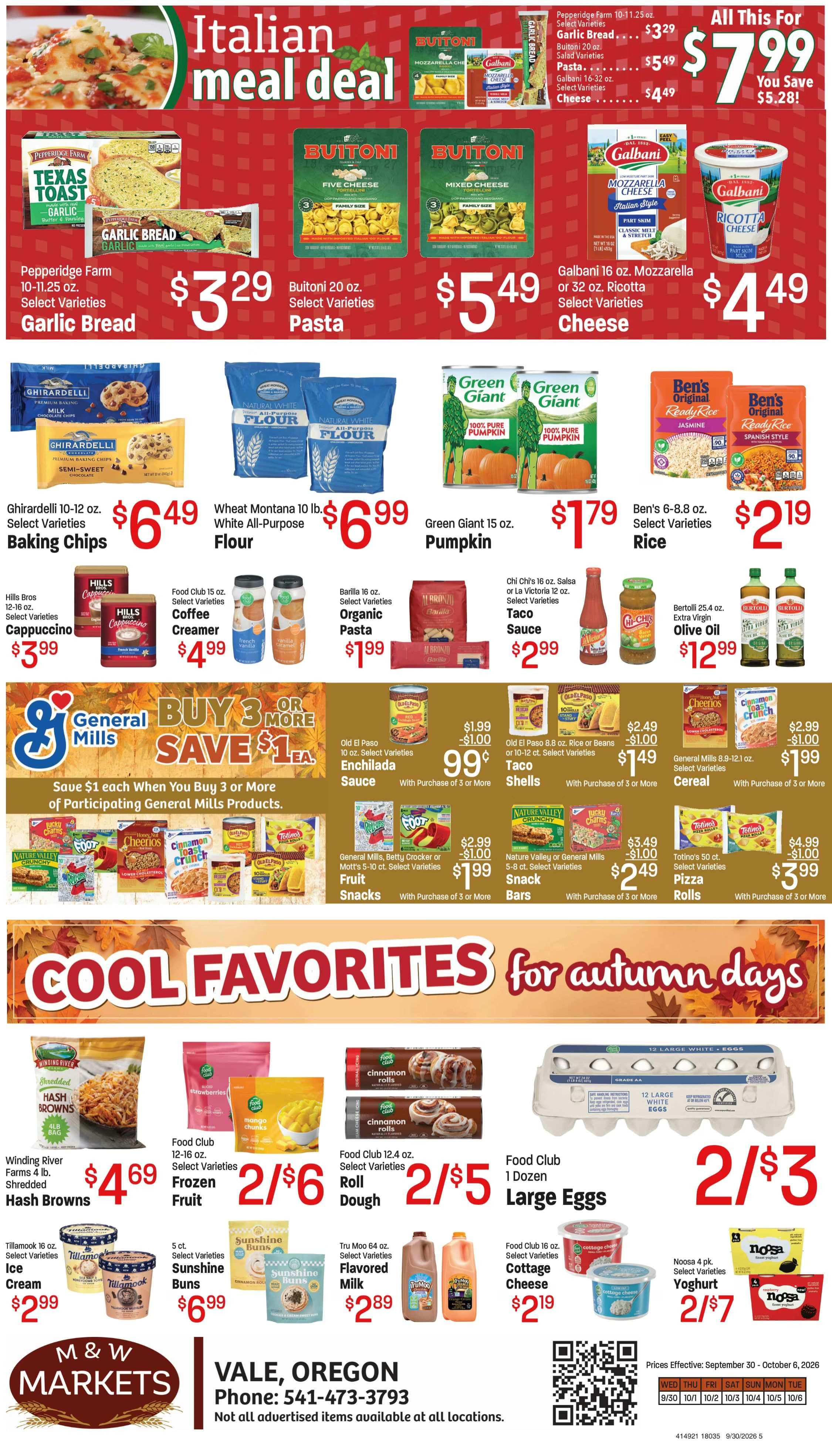 M&W Markets (Vale, OR) Weekly Ad September 29 - October 6, 2026