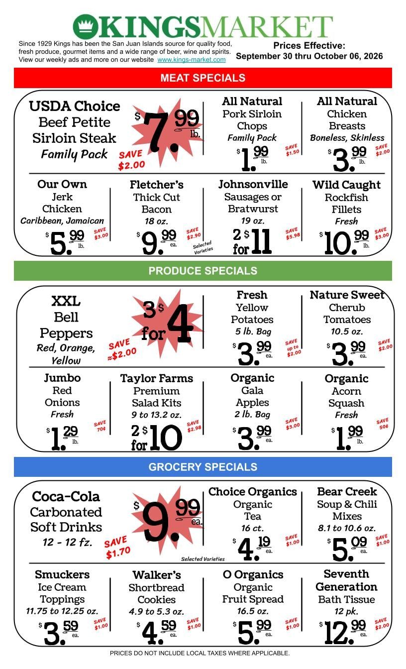 Kings Market Friday Harbor Weekly Ad September 30 - October 6, 2026