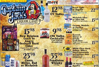 Captain Jack's Liquor Land Weekly Ad October 7 - 13, 2026