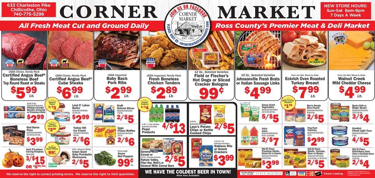 Corner Market Ross County Weekly Ad October 7 - 13, 2026